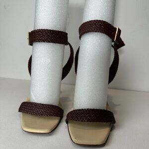 Gucci Brown Woven Strap Sandals